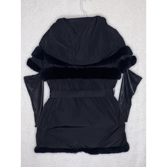 Samuele Cipriani Italian Designer Down Coat Short Sleeve Leather Cuffs Belt 42 6 - Picture 11 of 16